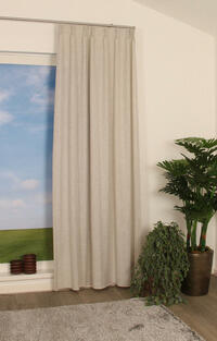 Freden is een linnenlook inbetween met een grove weving in beige en crème garens van ongelijke dikte