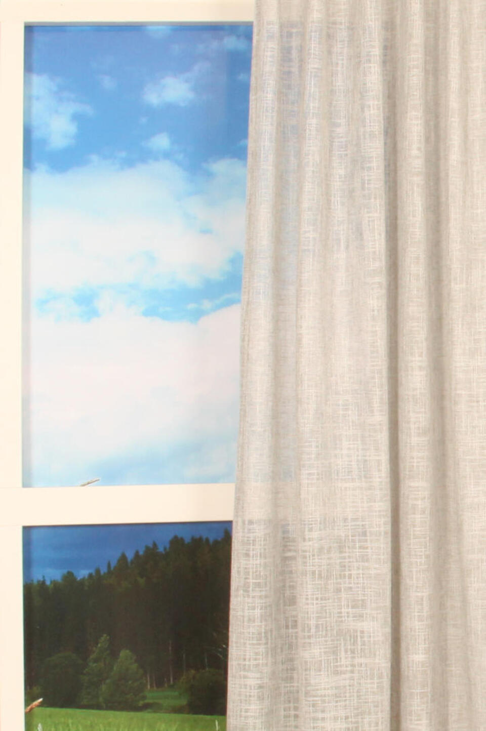 Transparante inbetween met twee kleuren grove geweven garen