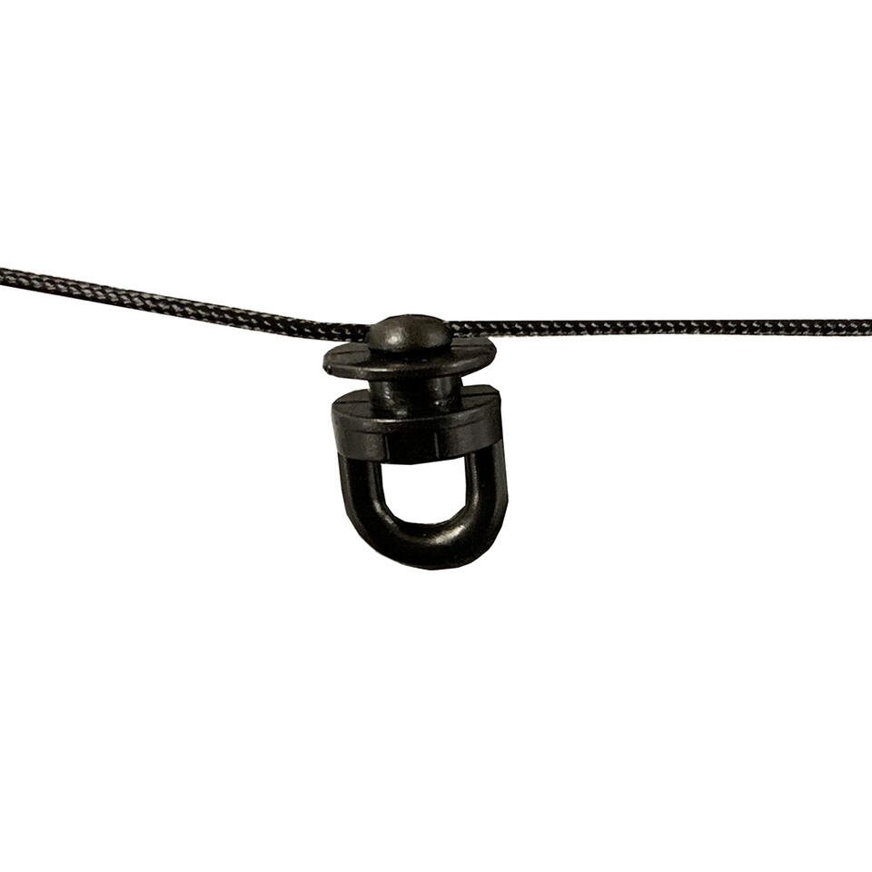 Waveglijder zwart op koord 8cm geschikt voor breedspoor rails.