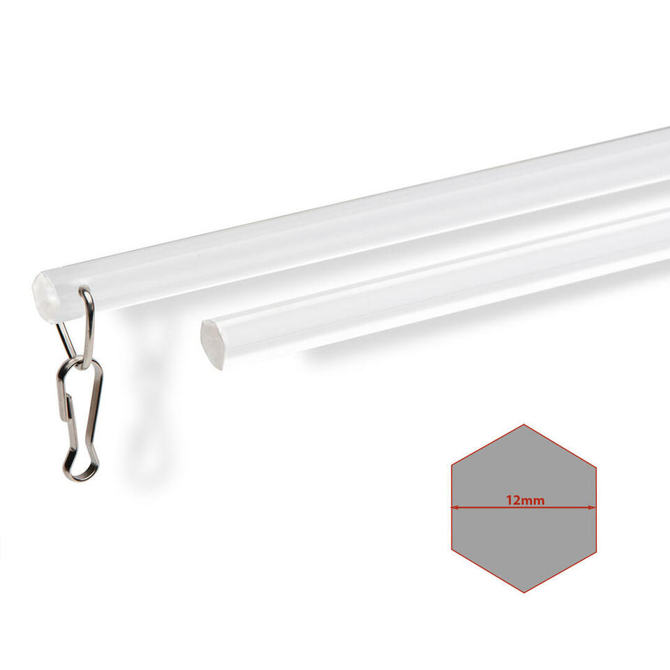 Luxe zeskantige kunststof trekstang in een lengte van 122 cm in transparant