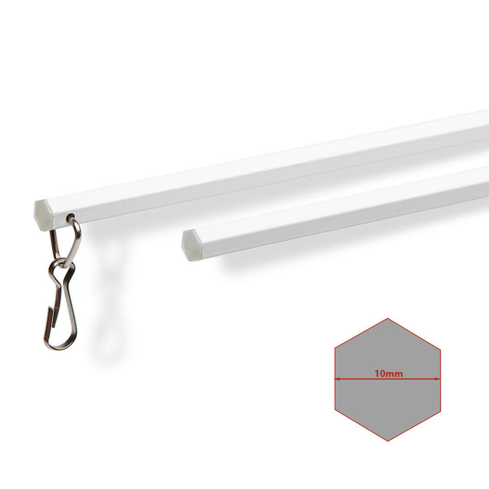 Luxe zeskantige aluminium trekstang in een lengte van 152 cm in de kleur wit