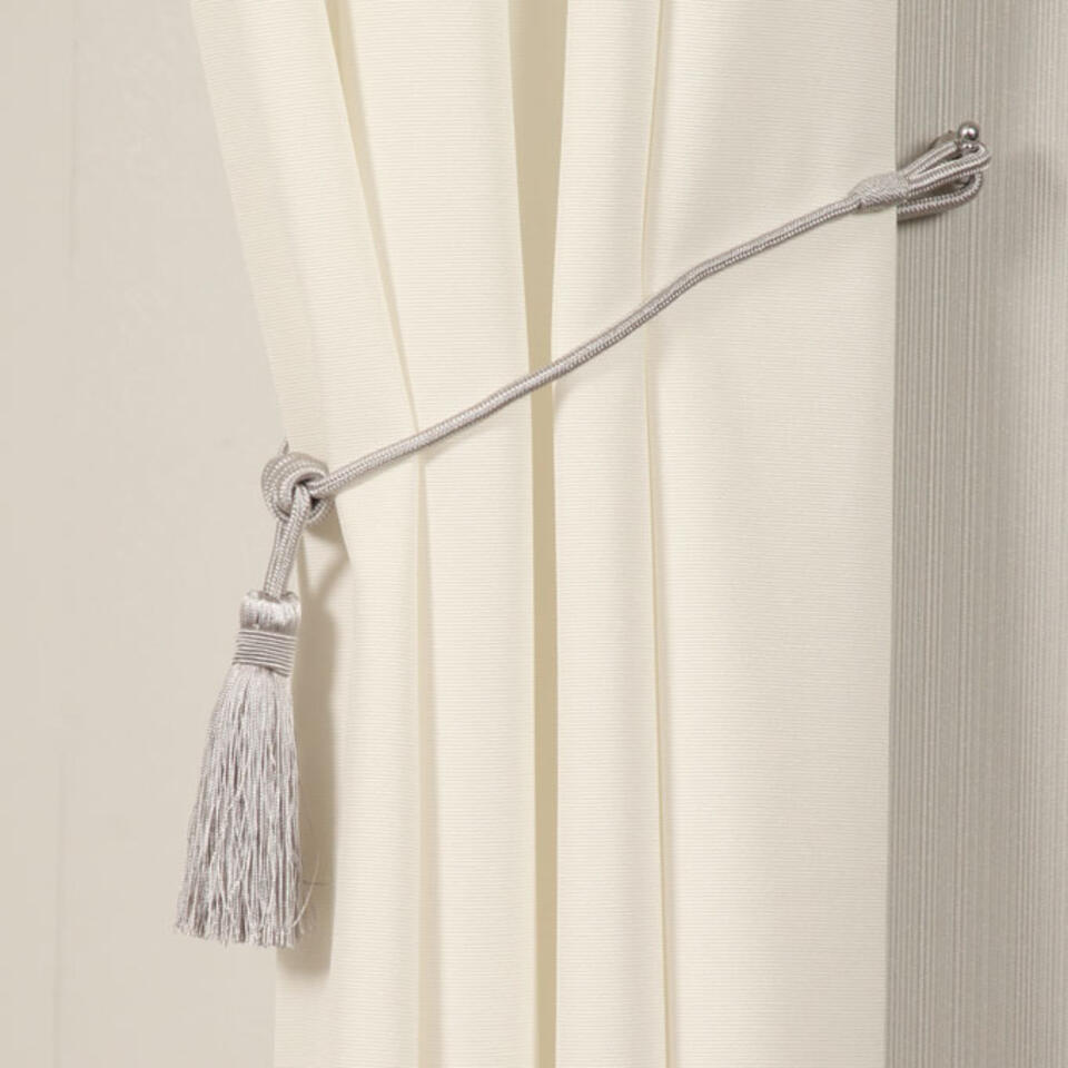 Embrasse in een lichtgrijze kleur met kwast aan het uiteinde